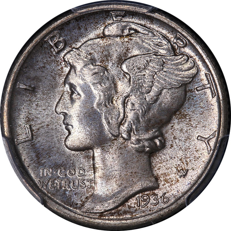 1936-P Mercury Dime PCGS MS67 FB Uncirculated Silver Coin (1 of 4)