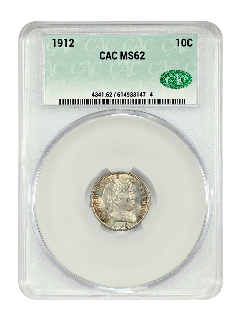1912 Barber Dime 10C CACG MS62 Uncirculated Coin (1 of 4)