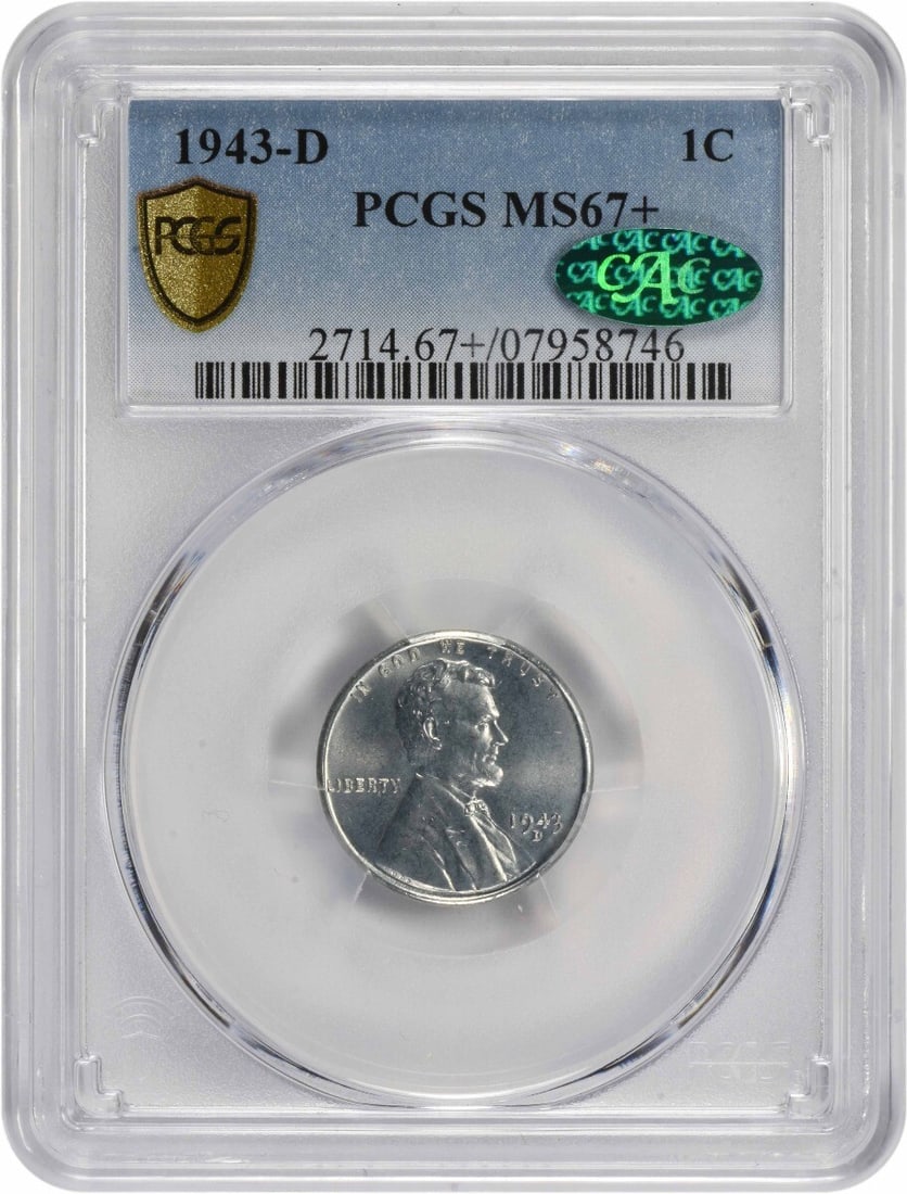 1943-D Steel Lincoln Cent MS67 PCGS CAC Certified Uncirculated (1 of 4)