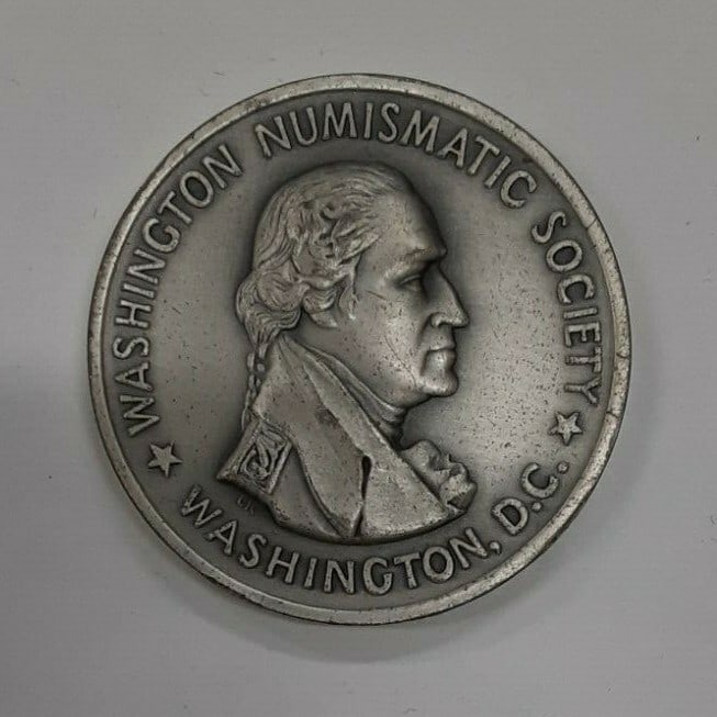1972 Washington Numismatic Society Silver Outstanding Member Medal in Original Box: 1972 Washington Numismatic Society Silver Outstanding Member Medal in Original Box This 1972 Washington Numismatic Society silver medal was awarded to A.A. "Sam" Butland for being the Outstanding Memb