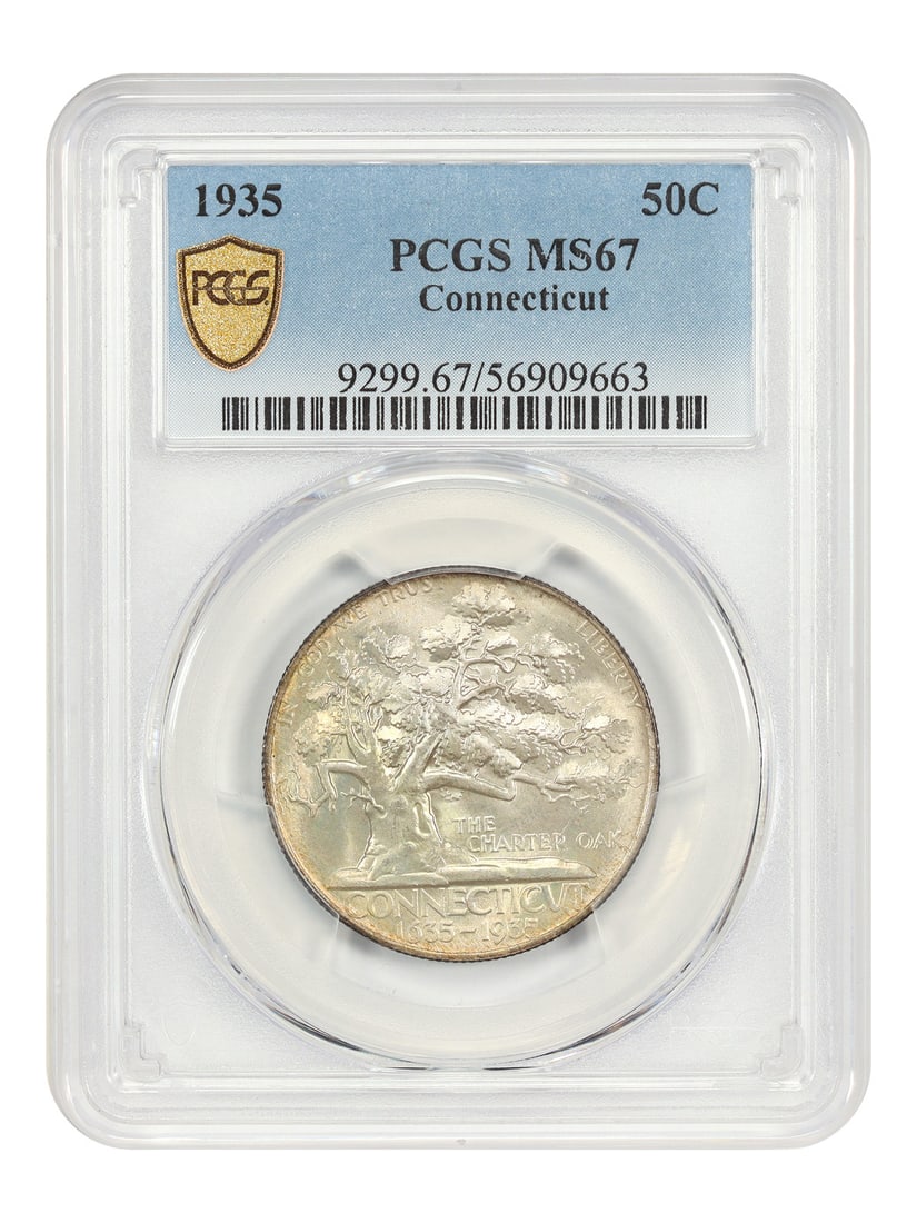 1935 Connecticut Half Dollar PCGS MS67 Classic Commemorative Silver Coin (1 of 4)