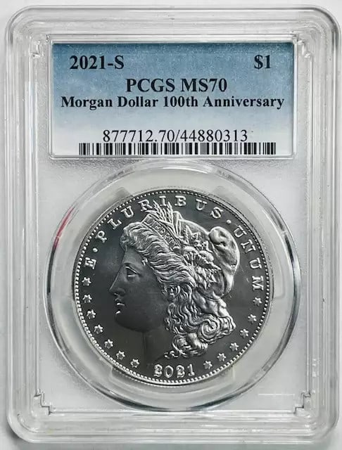 2021 S Morgan Dollar PCGS MS-70 Uncirculated Silver Coin (1 of 2)