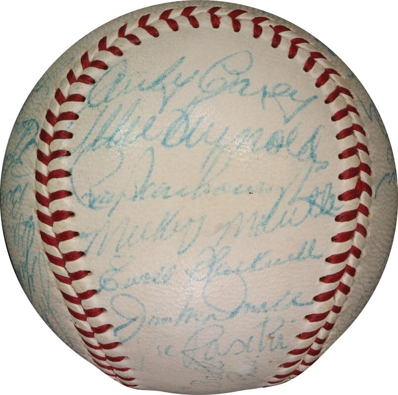 1953 New York Yankees Team Signed Baseball with Mickey Mantle JSA Authentic: 1953 New York Yankees Team Signed Baseball with Mickey Mantle JSA Authentic Relive the glory of the 1953 New York Yankees with this stunning team signed baseball, featuring the early signature of lege