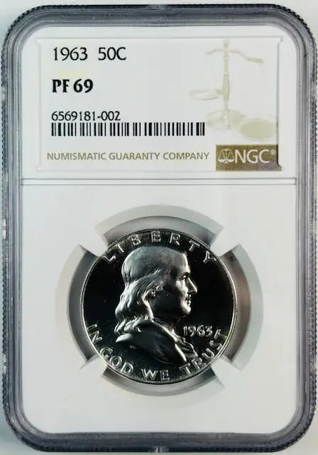 NGC PF 69 1963 Silver Franklin Half Dollar Proof Coin (1 of 2)