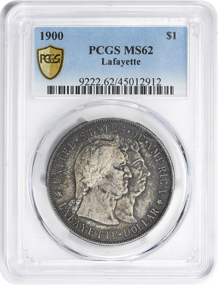 PCGS MS62 1900 Commemorative Lafayette Silver Dollar Coin (1 of 4)