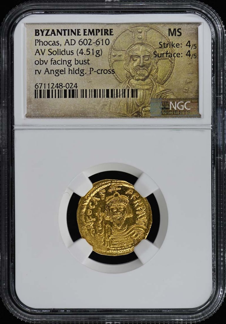 Byzantine Empire Phocas AV Solidus NGC MS 4/4 Coin (1 of 4)