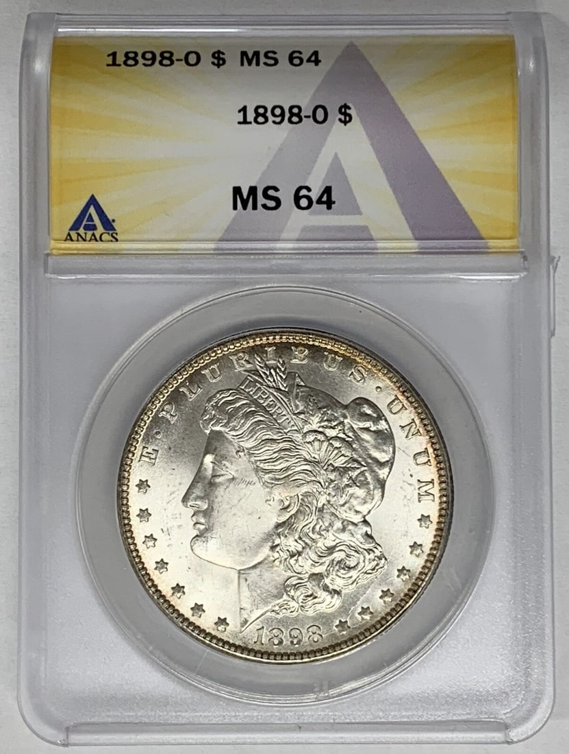 ANACS MS 64 1898-O Morgan Dollar Silver Coin (1 of 2)