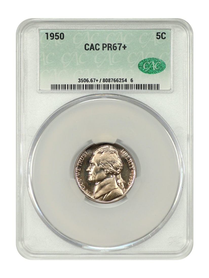 1950 Jefferson Nickel 5C CACG PR67+ Certified Uncirculated (1 of 2)