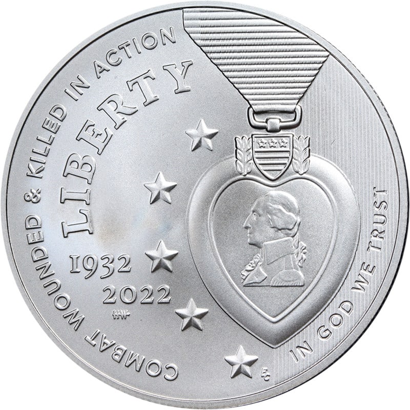 Uncirculated 2022-W Purple Heart Silver Dollar in Original Packaging with COA (1 of 3)