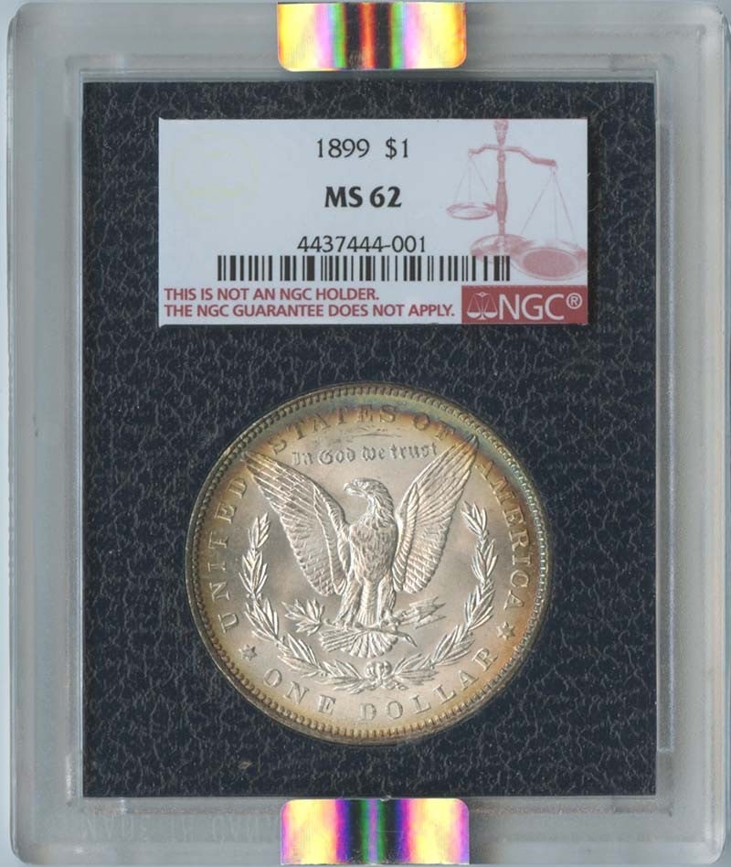 NGC MS62 1899 Morgan Silver Dollar Philadelphia Paramount Black Holder: NGC MS62 1899 Morgan Silver Dollar Philadelphia Paramount Black Holder This is an 1899 Morgan Dollar graded MS62 by NGC. The coin is uncirculated and was minted in Philadelphia. It is housed in a Para