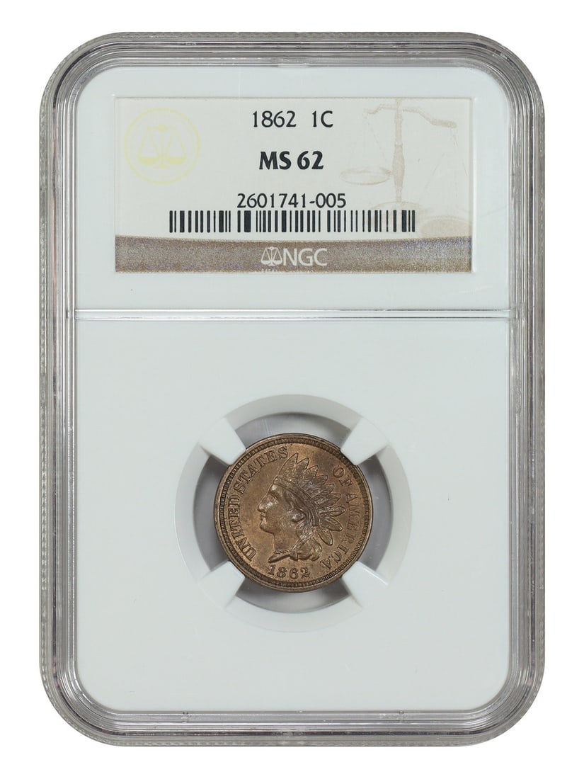 1862 Indian Cent NGC MS62 Copper-Nickel Uncirculated Philadelphia Issue: 1862 Indian Cent NGC MS62 Copper-Nickel Uncirculated Philadelphia Issue This 1862 Indian Cent is a popular copper-nickel coin struck in Philadelphia during the Civil War era. Graded MS62 by NGC, this