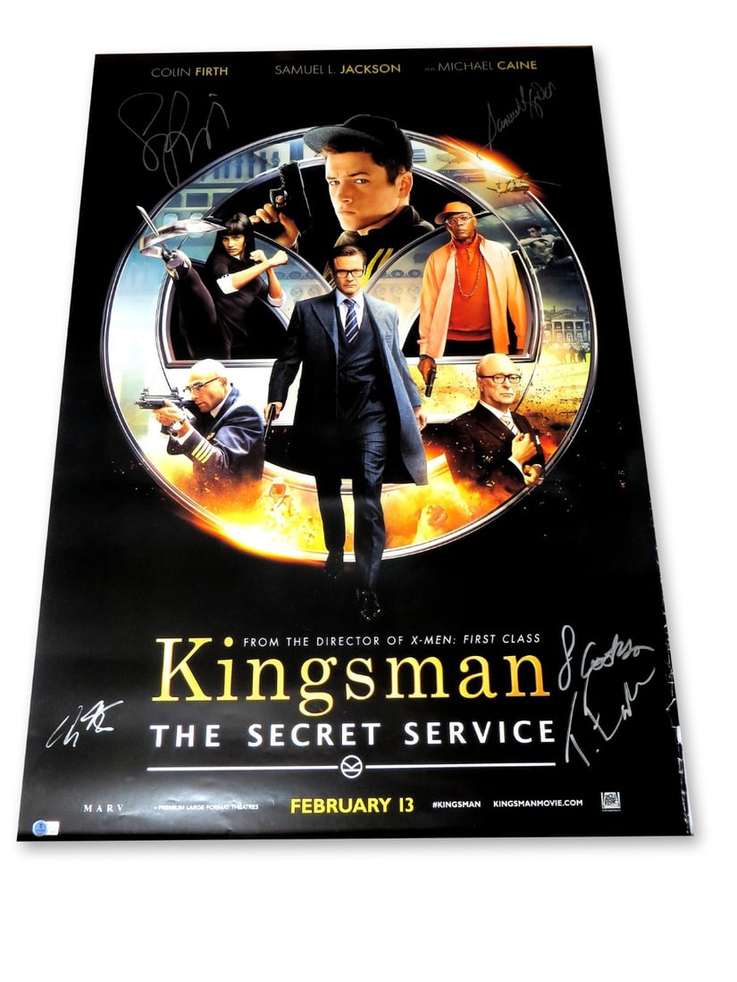 Kingsman Cast Signed 27X40 Poster Beckett Authenticated Firth Jackson Egerton +2 (1 of 2)