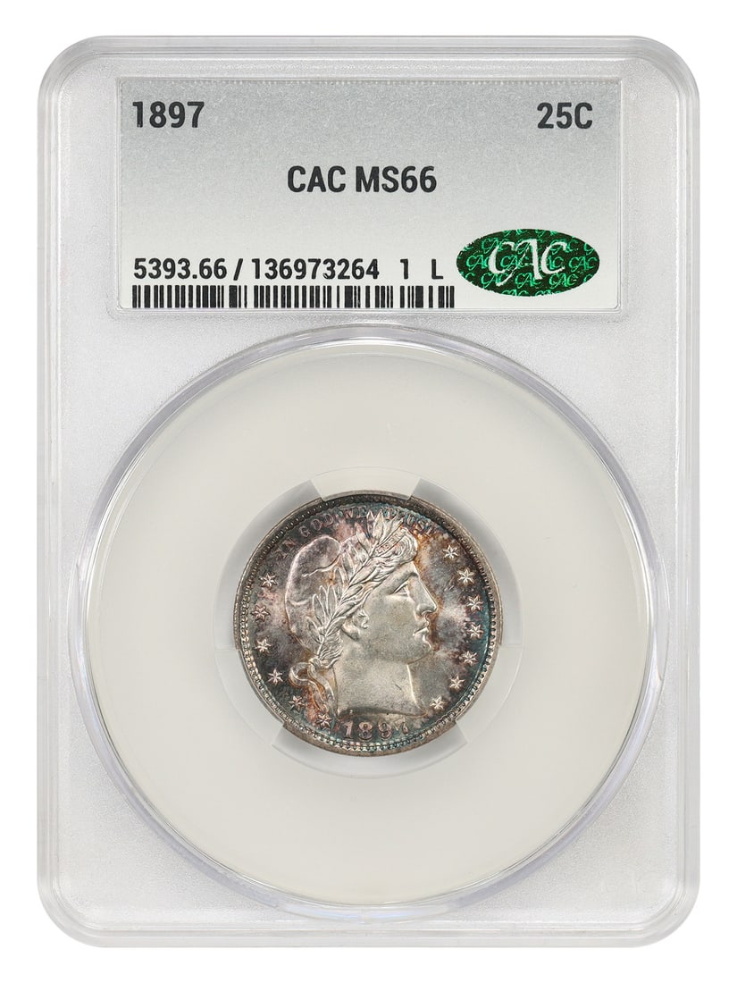 1897 Barber Quarter 25C CACG MS66 Certified Uncirculated Coin (1 of 4)