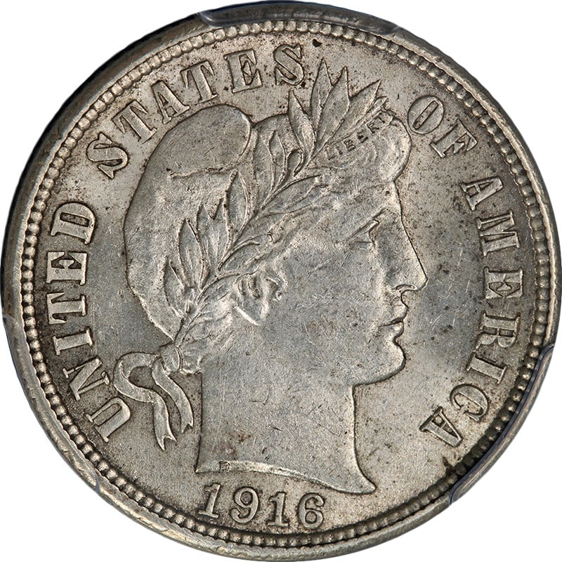 1916-P Barber Dime PCGS MS63 Uncirculated Silver Coin: 1916-P Barber Dime PCGS MS63 Uncirculated Silver Coin This 1916-P Barber Dime is a stunning example, showcasing excellent eye appeal with vibrant luster and a strong strike. The coin is certified by P