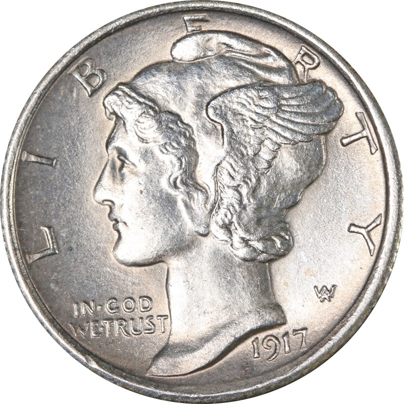 1917-P Mercury Dime Full Split Bands Silver Coin (1 of 2)
