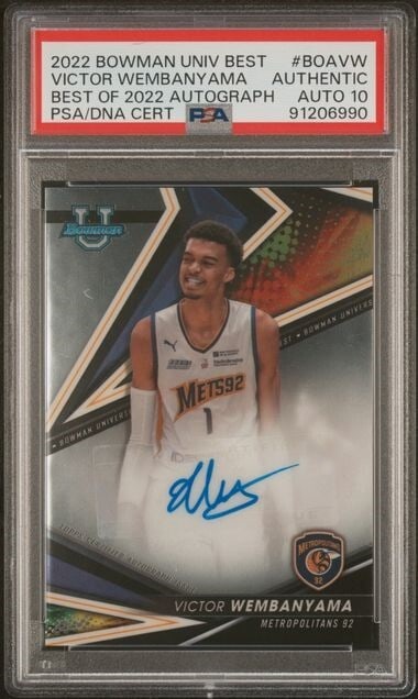 Victor Wembanyama 2022-23 Bowman U Best Autograph PSA Authentic Baseball Card: Victor Wembanyama 2022-23 Bowman U Best Autograph PSA Authentic Baseball Card This is a 2022-23 Bowman U Best Autograph baseball card featuring Victor Wembanyama, graded as Authentic by Professional S
