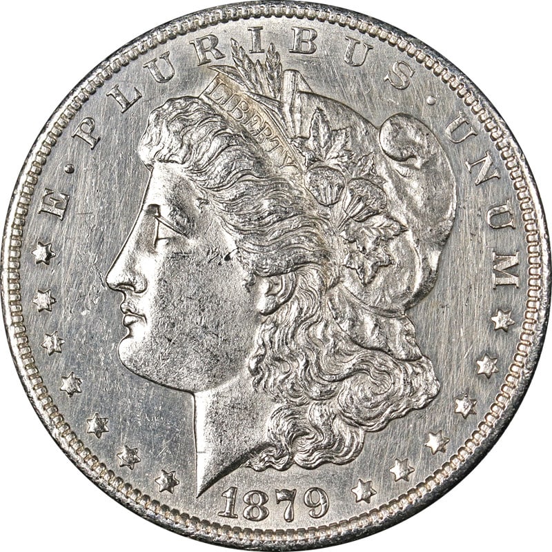 San Francisco 1879 Silver Morgan Dollar Reverse of 78 AU or BU Details: San Francisco 1879 Silver Morgan Dollar Reverse of 78 AU or BU Details This 1879-S Reverse of 78 Morgan Silver Dollar features impressive eye appeal, fantastic luster, and a strong strike. The coin is