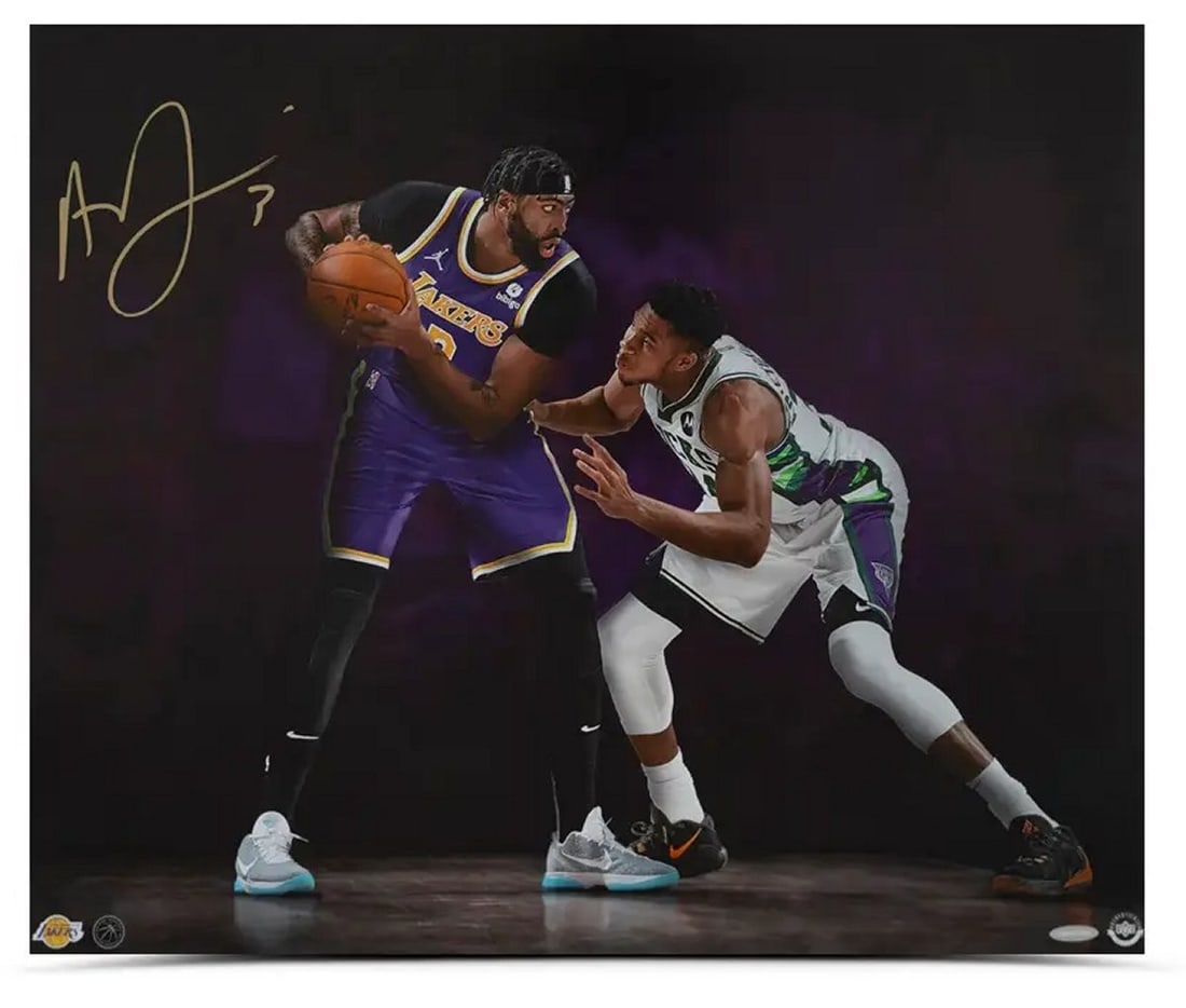 Anthony Davis Autographed 20X24 Lakers Photo Upper Deck Authenticated: Anthony Davis Autographed 20X24 Lakers Photo Upper Deck Authenticated Celebrate the legacy of Anthony Davis with this stunning autographed 20X24 photo capturing a fierce moment against Giannis Antetok