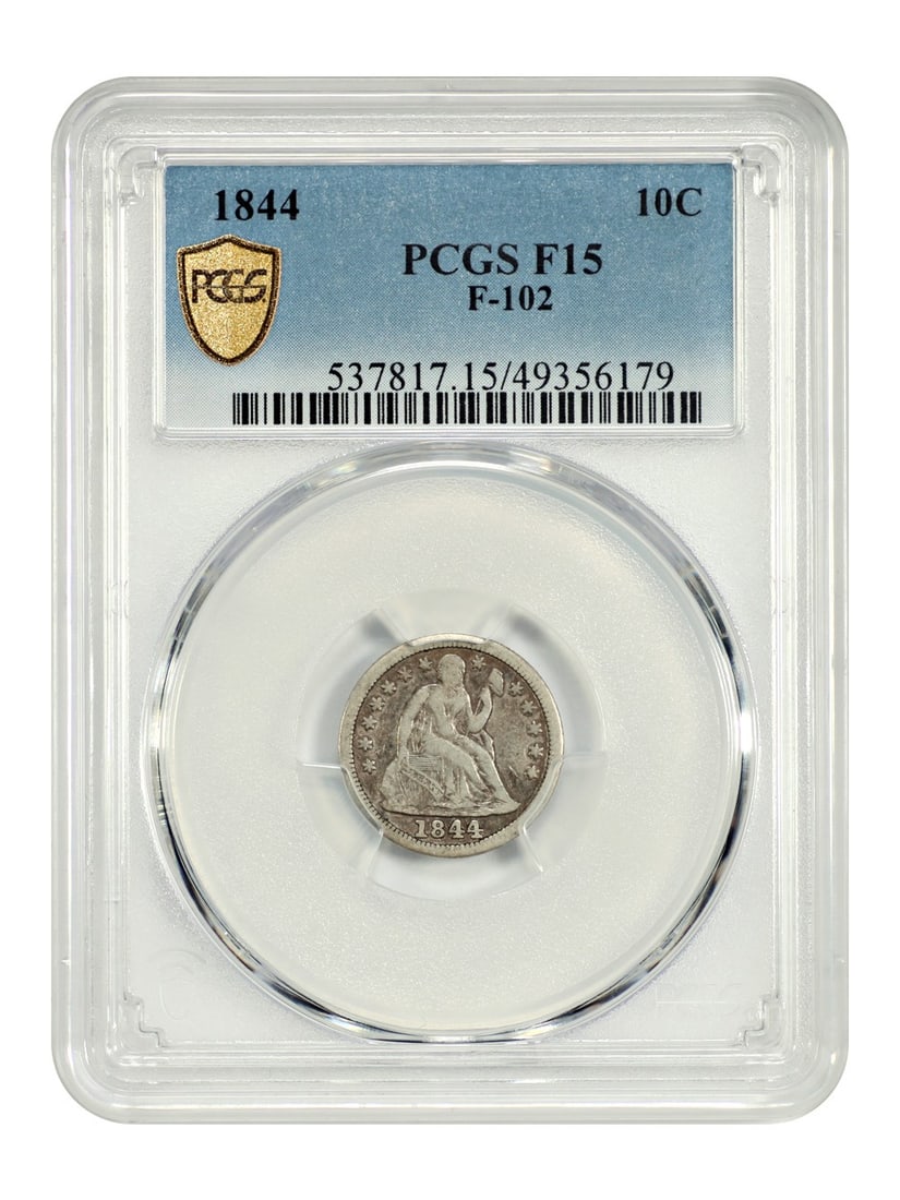 PCGS Graded 1844 Liberty Seated Dime Fine 15 Philadelphia 10C (1 of 4)
