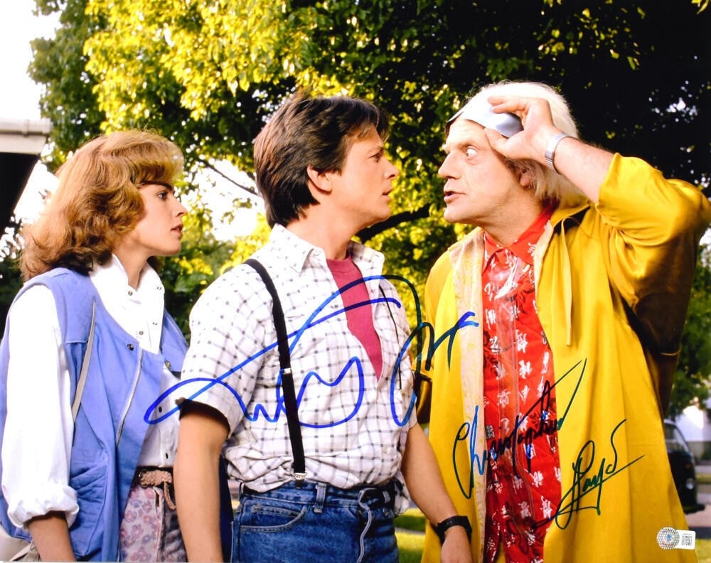 Christopher Lloyd Michael J Fox Signed Back to the Future 16x20 Photo Beckett Authenticated (1 of 10)