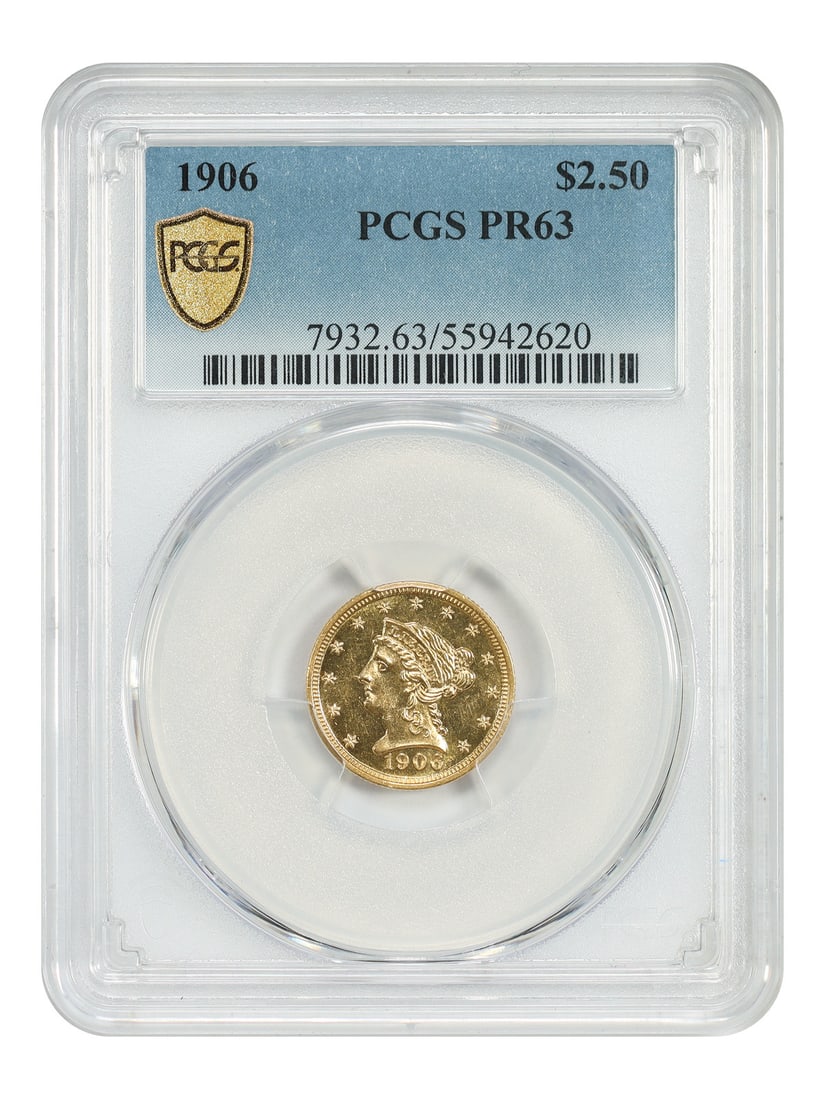 PCGS PR63 1906 Liberty Head $2.50 Gold Proof Coin (1 of 4)