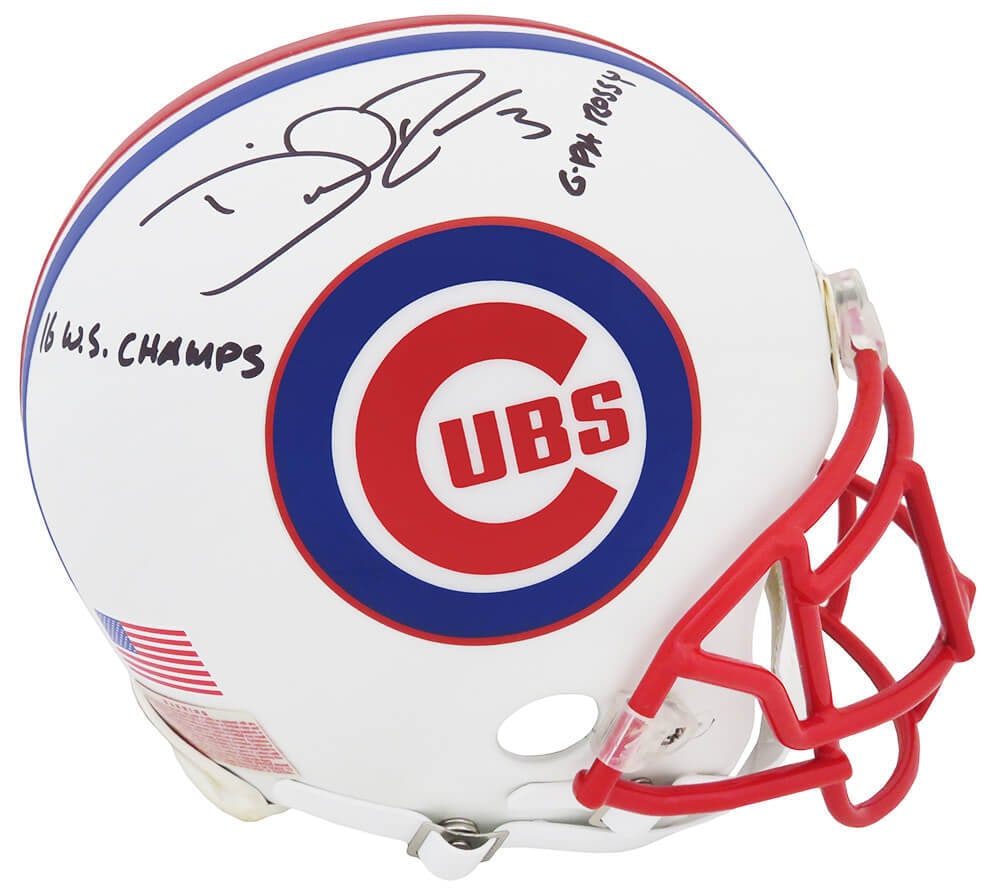 David Ross Signed Cubs White Authentic Football Helmet with WS Champs Inscription (1 of 1)