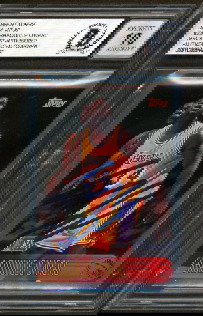 Shaquille O'Neal Autographed 1996 Topps NBA at 50 Card Gem Mint 10 Beckett (1 of 2)