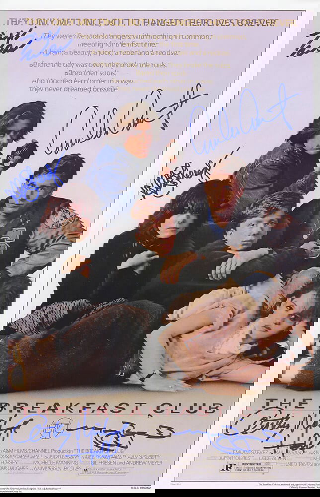 The Breakfast Club Cast Autographed 11x17 Poster with COA (1 of 1)