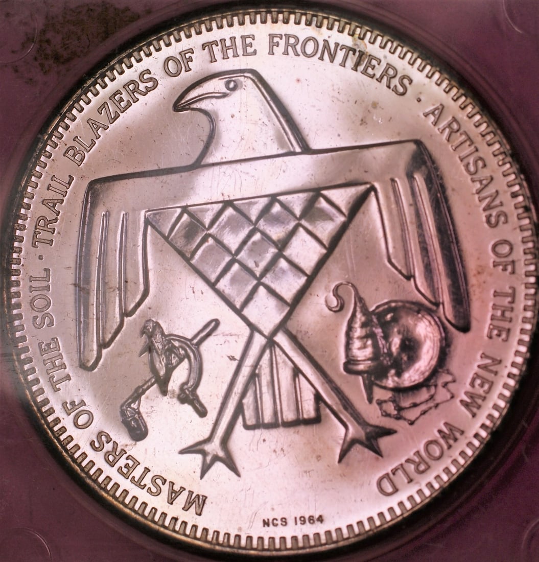 American Indian Pioneer Trail Blazer 1964 Silver Proof Commemorative Medal (1 of 2)
