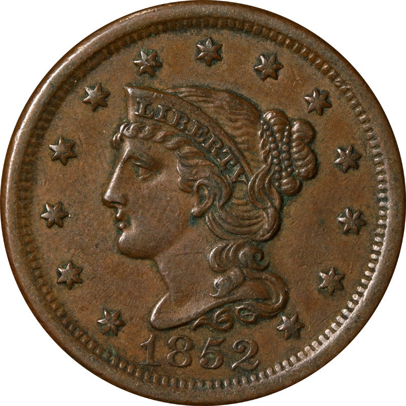 1852 Large Cent Copper Coin Circulated Choice+ (1 of 2)
