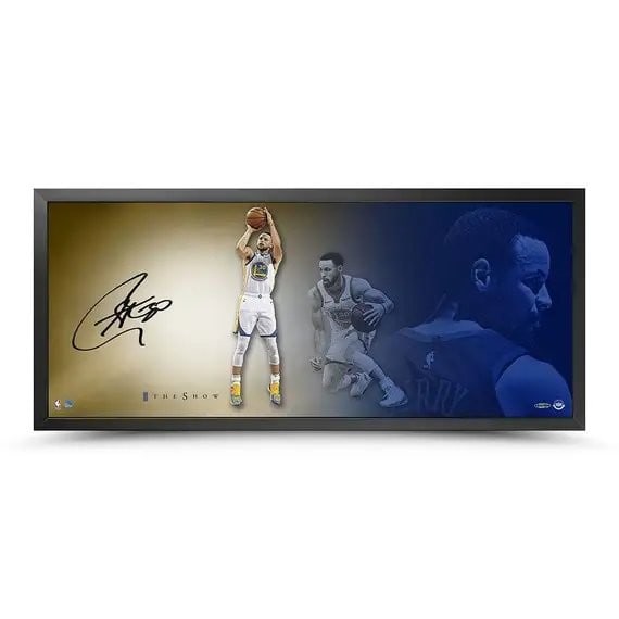 Stephen Curry Autographed 46x20 Fluid Framed Photo Upper Deck Warriors (1 of 3)
