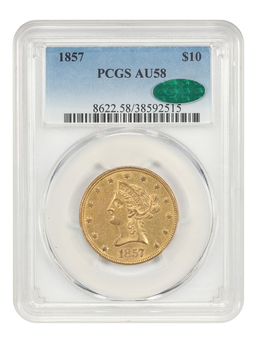 1857 Liberty Head $10 Gold Eagle PCGS CAC AU58 Philadelphia Mint (1 of 4)
