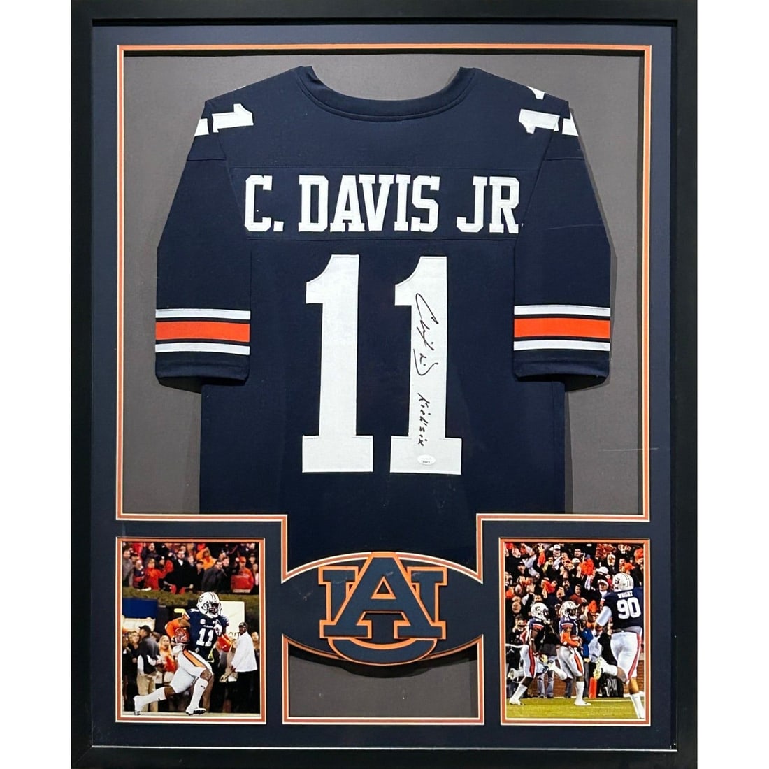 Chris Davis Autographed Framed Jersey JSA Kick Six Memorabilia 42x34: Chris Davis Autographed Framed Jersey JSA Kick Six Memorabilia 42x34 This autographed Chris Davis jersey is beautifully framed and authenticated by JSA, a leading name in memorabilia authentication. T