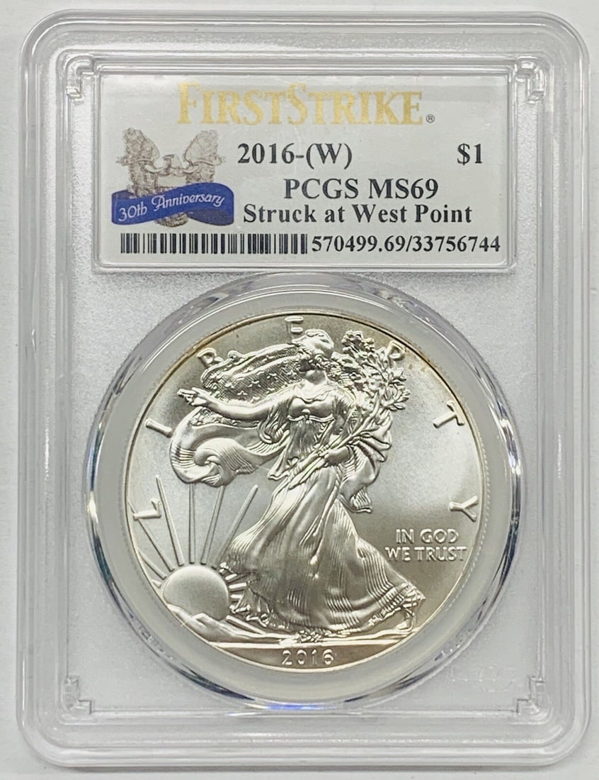 Set of 2 PCGS MS 69 2016-W Silver Eagle Dollars First Strike (1 of 2)