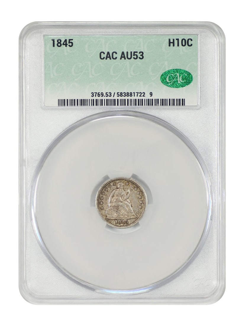 1845 Liberty Seated Half Dime CACG AU53 Better Date (1 of 4)