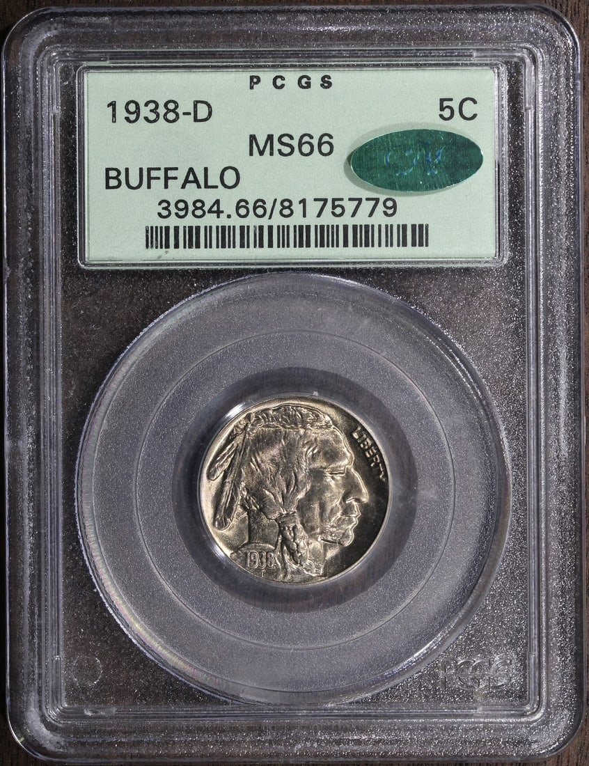 1938-D Buffalo Nickel MS66 CAC PCGS OGH Premium Quality (1 of 4)
