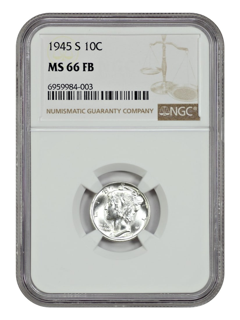 1945-S Mercury Dime NGC MS66FB Uncirculated Certified Coin (1 of 4)