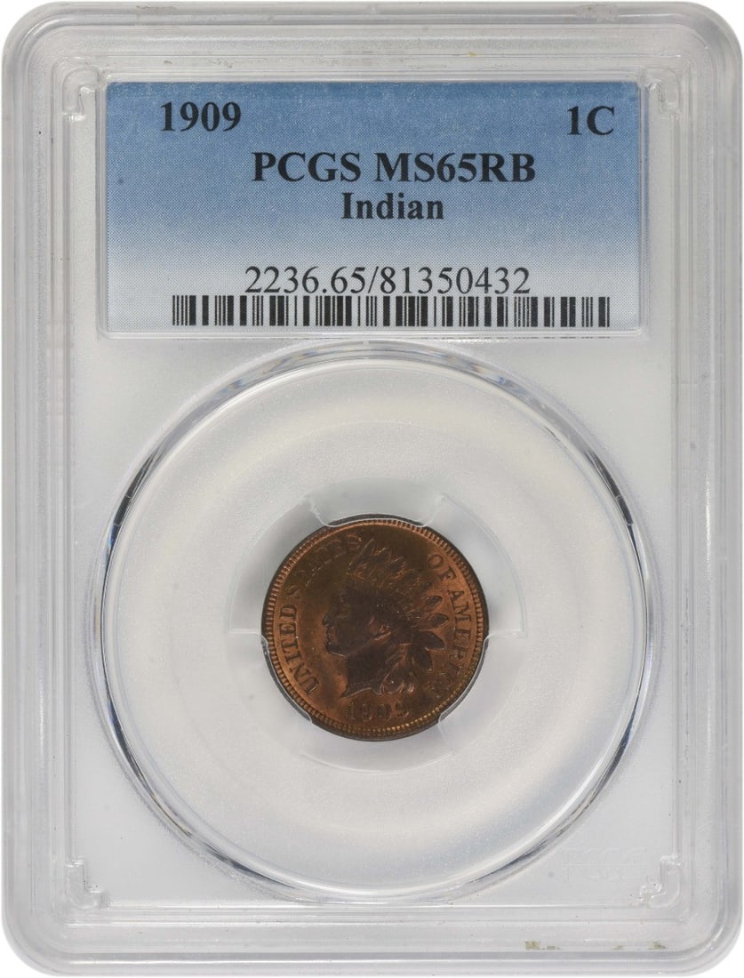 1909 Indian Head Cent MS65RB Uncirculated PCGS Certified: 1909 Indian Head Cent MS65RB Uncirculated PCGS Certified This 1909 Indian Cent is a stunning example of American numismatic history, boasting a high grade of MS65 from PCGS. It features the iconic Ind