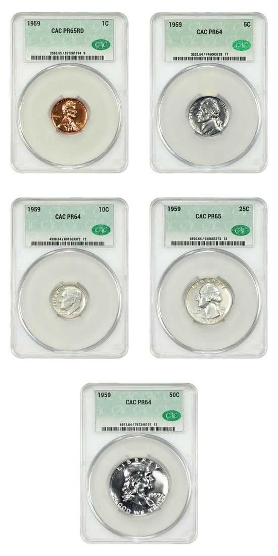 1959 Proof Set CACG PR64-65 Uncirculated 5 Coin Collection (1 of 4)