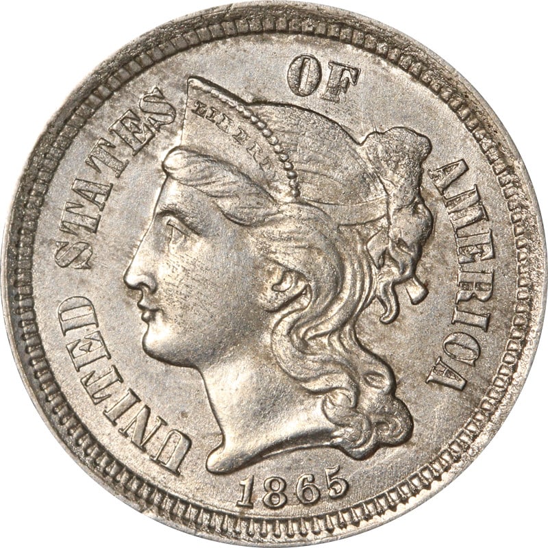 1865 Three Cent Nickel Circulated Vintage American Coin (1 of 2)