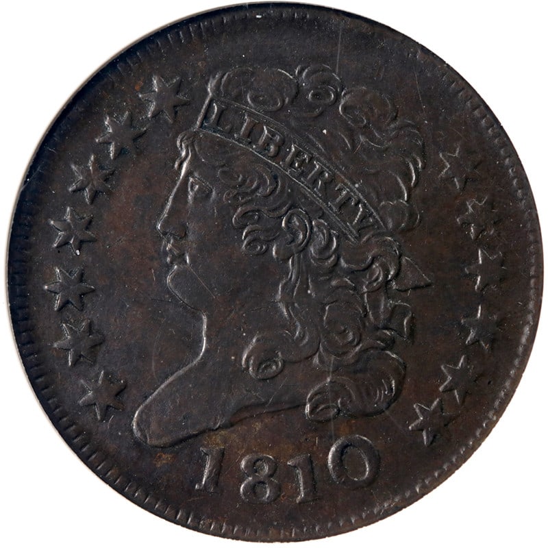 1810 Copper Classic Head Half Cent ANACS EF45 C-1 R.2 Certified (1 of 4)