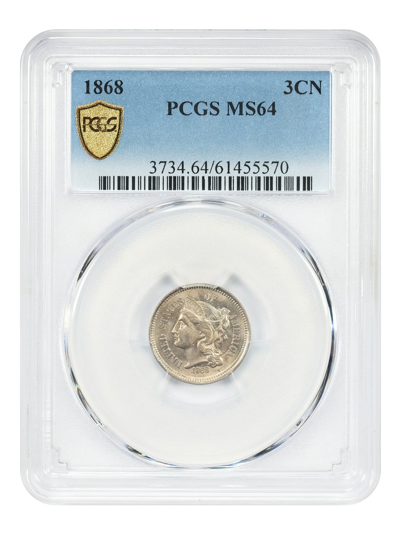 1868 Three Cent Nickel PCGS MS64 Certified Coin (1 of 4)