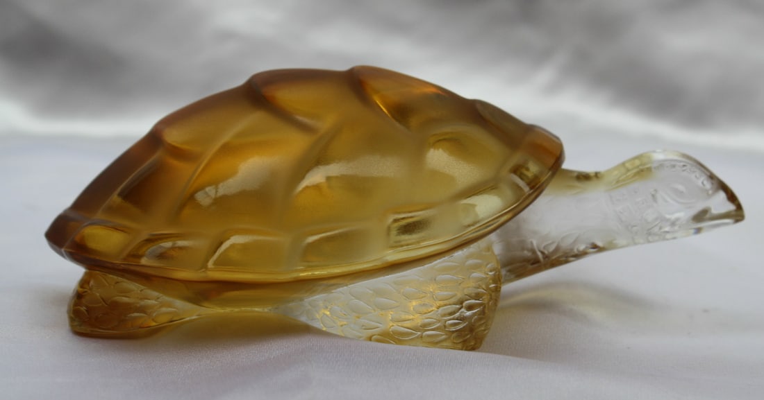 Lalique Frosted Crystal Turtle Sculpture Signed Art Glass (1 of 7)
