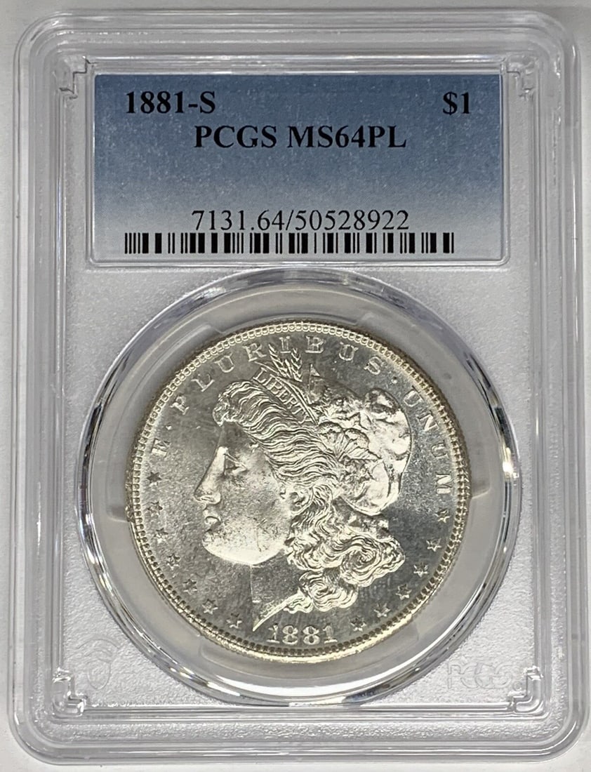 1881-S Morgan Silver Dollar PCGS MS 64 Proof-Like Silver Coin (1 of 2)