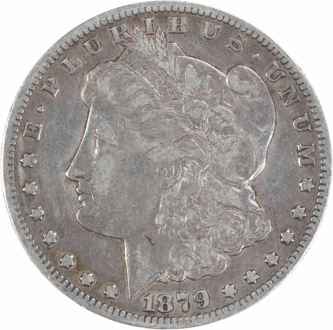 Carson City 1879 Morgan Dollar 90 Percent Silver VF Grade Uncertified: Carson City 1879 Morgan Dollar 90 Percent Silver VF Grade Uncertified This is an 1879-CC Morgan Silver Dollar from the Carson City Mint. The coin is composed of 90% silver and 10% copper, designed by