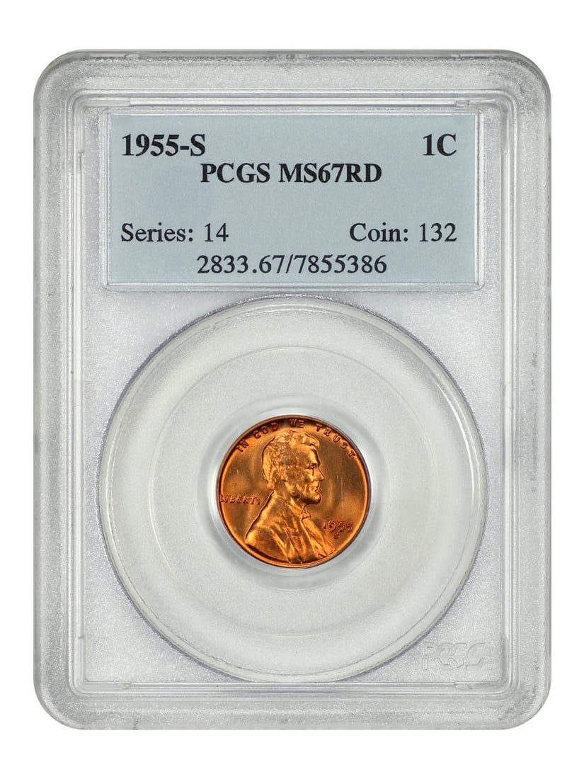 PCGS MS67RD San Francisco 1955 Lincoln Wheat Cent 1C Uncirculated (1 of 2)