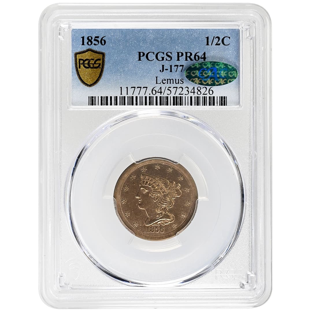 J-177 Pattern 1856 Half Cent Copper Coin PCGS PR64 CAC Proof (1 of 4)