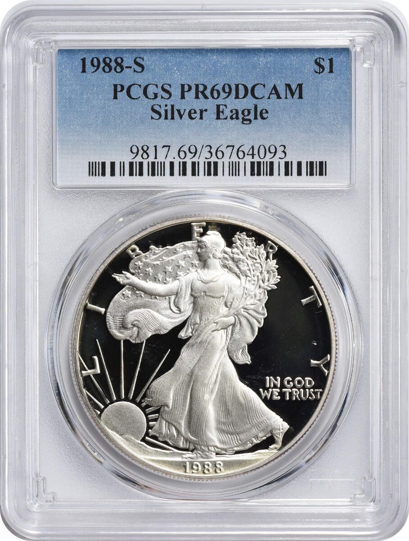 1988-S American Silver Eagle PR69DCAM PCGS 1 oz Proof Coin (1 of 2)