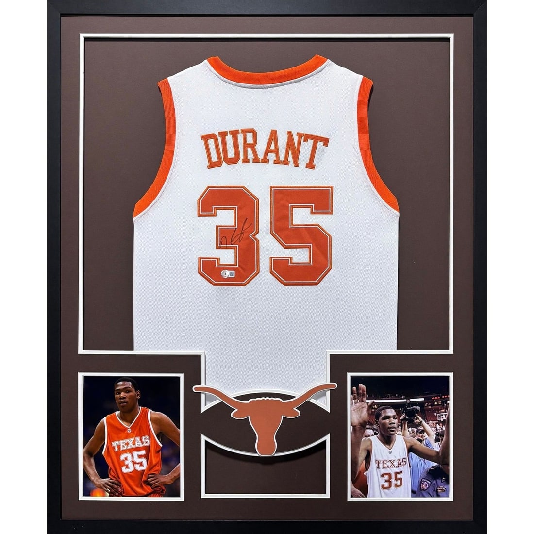 Kevin Durant Autographed Framed Texas Longhorns Jersey Beckett Authenticated: Kevin Durant Autographed Framed Texas Longhorns Jersey Beckett Authenticated This is an autographed Kevin Durant framed jersey from his time with the Texas Longhorns. Authenticated by Beckett, a leadi