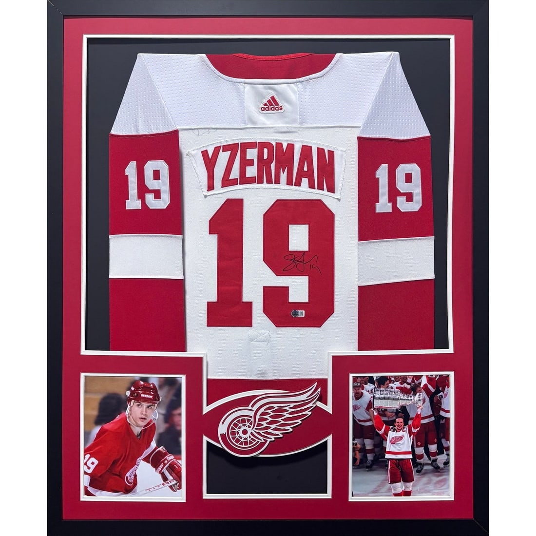 Steve Yzerman Autographed Framed Jersey with Beckett COA (1 of 2)